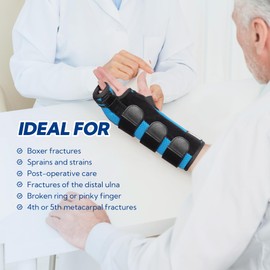YiYame Boxer Fracture Splint, Ulnar Gutter Splint Right Hand, the 4th and 5th Metacarpal Finger Splint Hand Brace, Boxer Orthosis Hand & Wrist Brace for Women & Men, Right, S