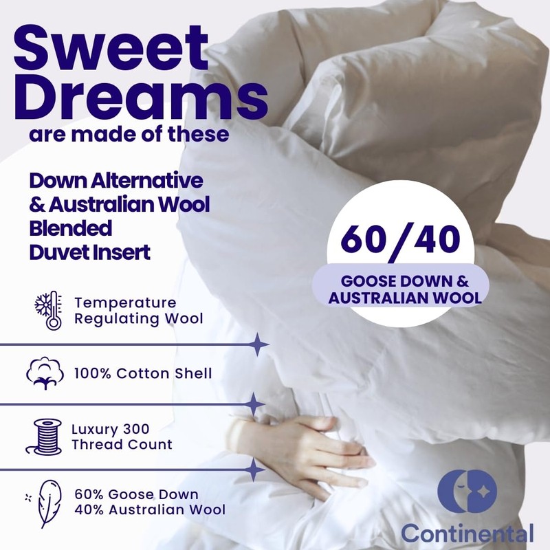 Continental Bedding Wool and Down Blend Comforter - Queen Size
