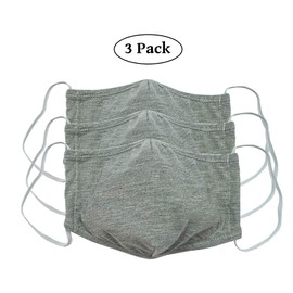 Lofbaz Cloth Face Coverings Cotton Fabric with Filter Pocket Washable Reusable (Gray - Pack of 3, Adult Large)