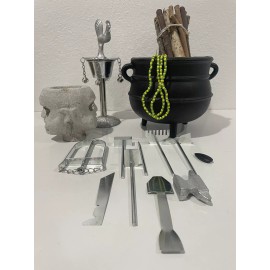 Oggun Caldero 7" De Guerreros  carga de 21 palos Santeria Ifa Religion Tools