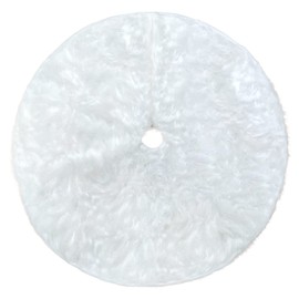 YXHZVON Round Christmas Tree Skirt, 120 cm, White Faux Fur Christmas Tree Skirt, Christmas Tree Protection, Decorative Underlay for Christmas Party