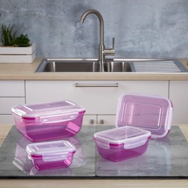 Grizzly Food Storage Containers with Lids - Rectangular - pack of 4 - Leakproof - Airtight - BPA free
