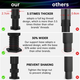 4PCS Adjustable Bed Frame Support Legs ( (8.3"-14.5" ), Frame Center Slats Heavy Support Leg, Extra Durable Furniture Suport Feet, for Frame/Sofa/Dresser/Chair/Table, Legs Furniture Replacement Parts