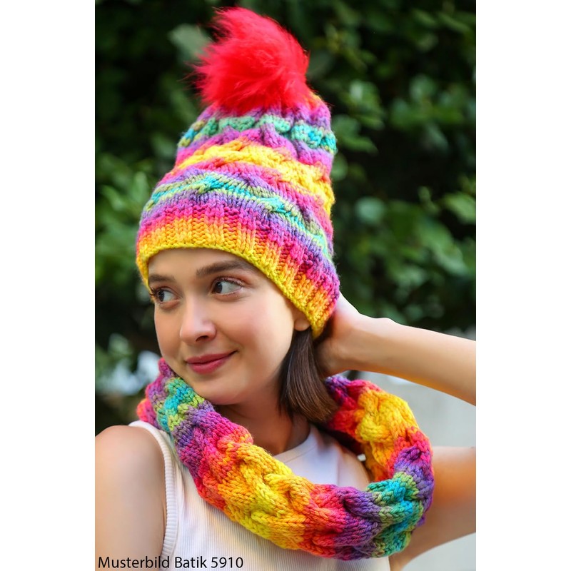 Wollbiene Batik Wool with Colour Gradient, Multicoloured Knitting Wool, Crochet