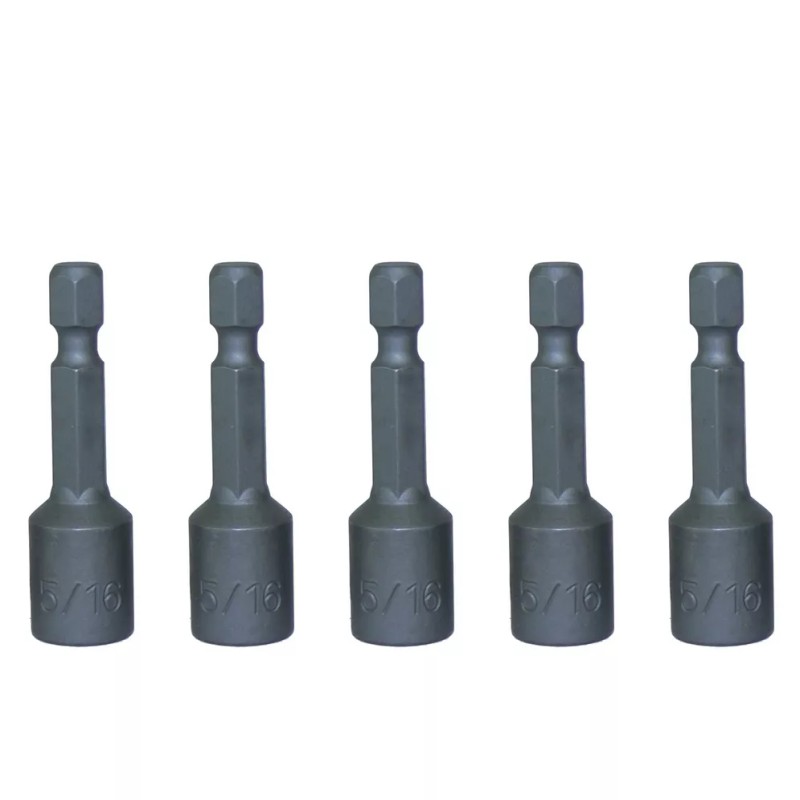Screw Driver Bits 5/16 inch MAGNETIC NUT DRIVERS: (5 Pack)