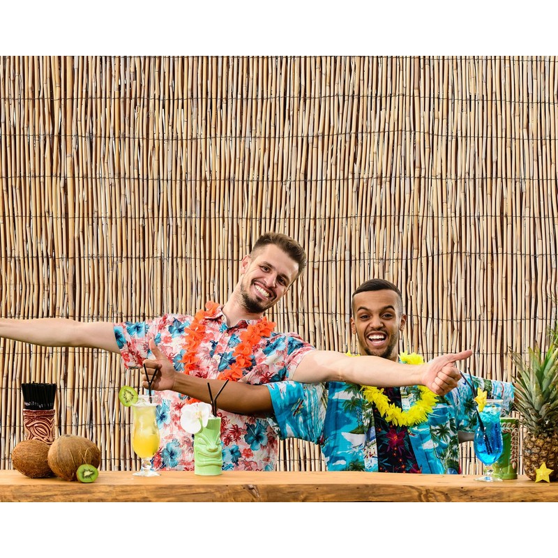 Hawaiian Beach Reed Backdrop Aloha Luau Party Tiki Bar Decorations