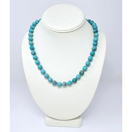 Edelstein Perlenkette Damen | Handgefertigte 10mm Naturstein Heilstein Halskette für Frauen und Mädchen (Blaues Türkis)