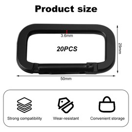 LdawyDE 20 Carabiner Hooks Small 5 cm Aluminium Alloy Square Carabiner Key Carabiner Hook for Outdoor Camping Home Hiking Fixed Carrying Accessories