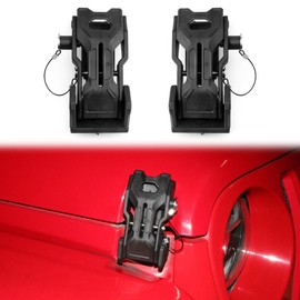 JL Hood Latches Lock for 2018-2025 Jeep Wrangler JL 4XE Jeep Gladiator JT Aluminum Locking Hood Latch Safety Catch Kit Replacement, Eliminate Hood Flutter, 1 Pair Black with 2 Keys