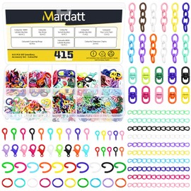 Mardatt 415Pcs Colored Keyring Making Set Include Lobster Claw Clasps, Swivel Eye Hook, 4X8mm/5x10mm Screw Eye Pin, 25mm/50mm Chain Extender, Jump Ring for DIY Keychain Handbag Bag Purse Charms