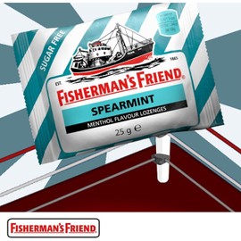 Fisherman's Friend Sugar Free Spearmint Flavor 22 Lozenges (Pack of 6)
