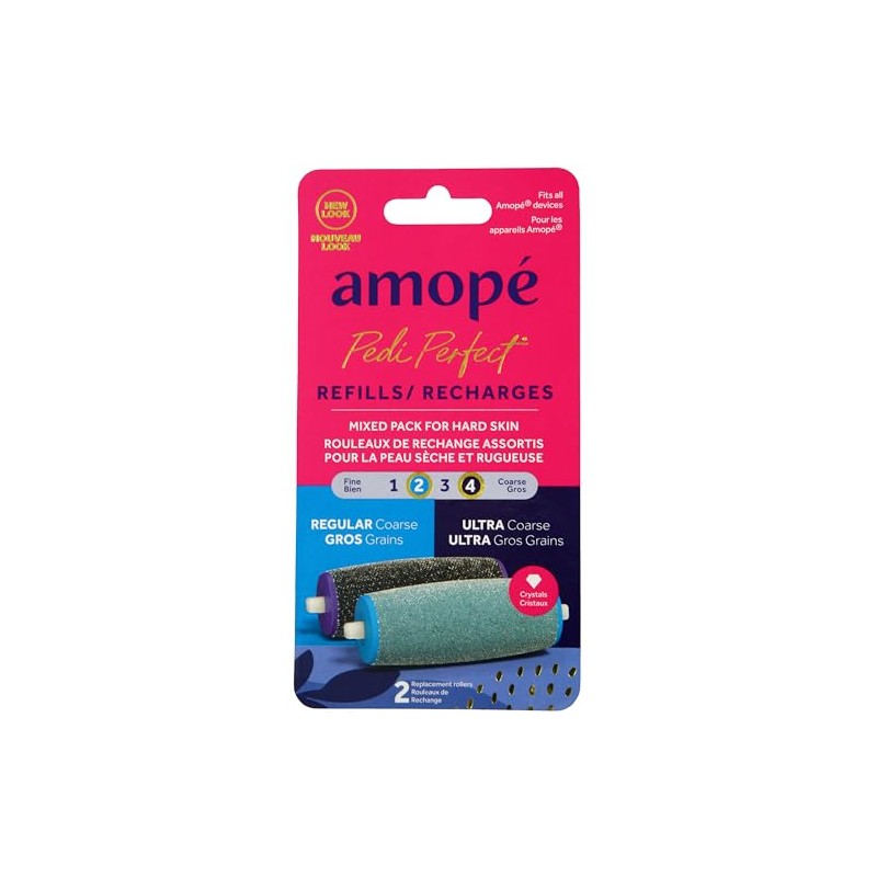 Amopé Pedi Perfect Foot File Replacement Roller Heads with Diamond