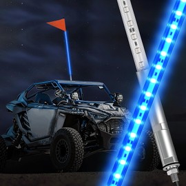 Nilight 1PCS 4FT LED Whip Light with Aluminum Base Blue Color Safety Warning Pole Lighted Antenna Whips for RZR Polaris Dune Buggy Off-Road Truck UTV ATV