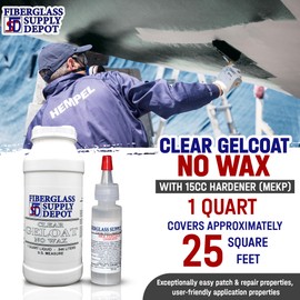 Fiberglass Supply Depot Clear UV Gelcoat No Wax Quart with 15cc Hardener (MEKP)