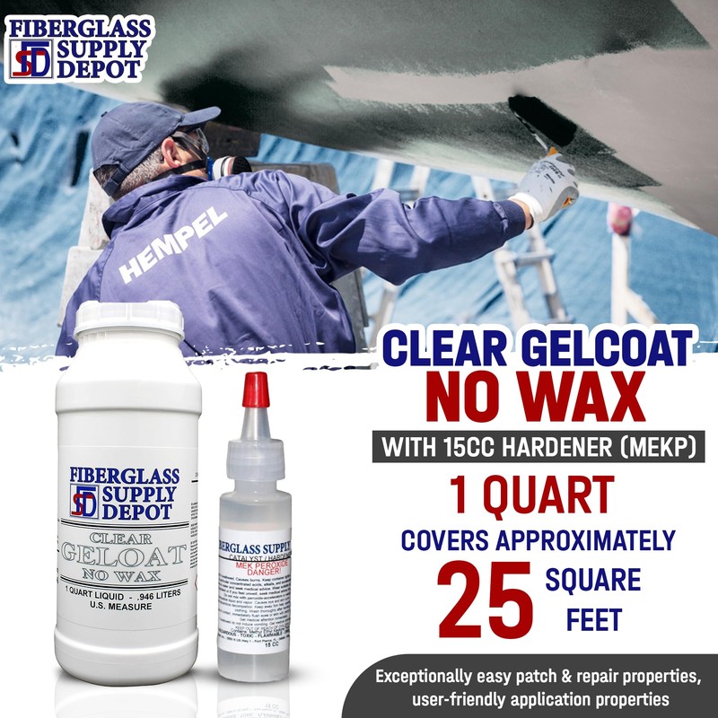 Fiberglass Supply Depot Clear UV Gelcoat No Wax Quart with
