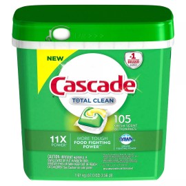 CASCADE TOTAL CLEAN GEL DISH WASHING DETERGENT FRESH SCENT PACKS (105 GEL PACKS)