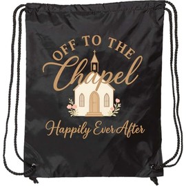 inktastic Off To the Chapel Happily Ever After Wedding Celebration Drawstring Bag Black 45aac
