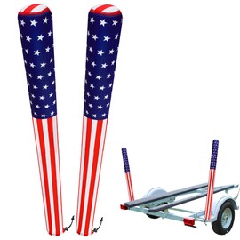 48" USA Boat Trailer Guide Pole Cover- Heavy Duty Neoprene Boat Trailer Capped Guide Protective Cover- 4th of July American Flag Marine Trailer Guide Poles Cover for Sailboat Trailer (Set of 2)