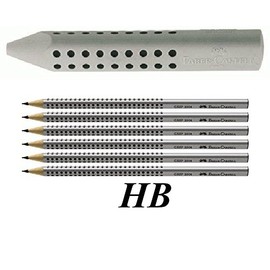 Faber-Castell Grip 2001 187100 Triangular Eraser Grey + 6 HB Pencils