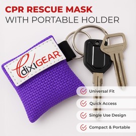 Ever Ready First Aid CPR Mask for Pocket or Key Chain, CPR Emergency Face Shield with One-Way Valve Breathing Barrier for First Aid or AED Training, 5 Count - Purple