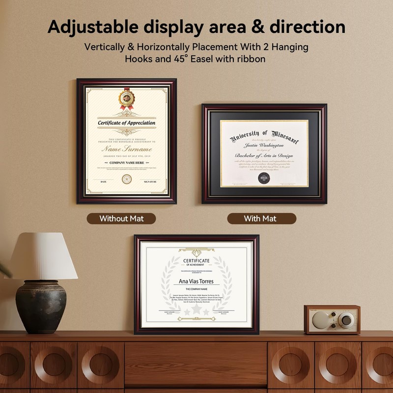 GAMYPET Solid Wood Diploma Frame 8.5 x 11 Certificate Frames