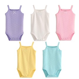 Blueleyu Baby Girls Sleeveless Tank Top Bodysuit Cotton 3 Pack Romper, 5 Items