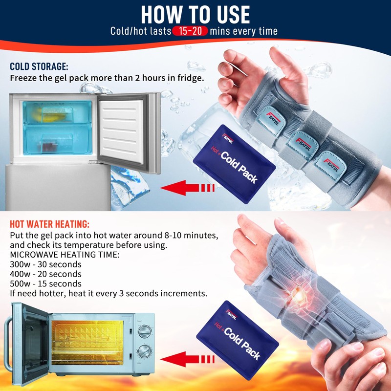 FEATOL Carpal Tunnel Wrist Brace | Adjustable Hand Night Sleep