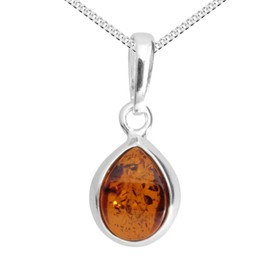 Ostsee-Schmuck Enela Necklace with Pendant 925/000 Silver Amber, Sterling Silver, Amber