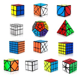 Speed Cubes, [13Pack] Speed Cube Set - Megaminx Mirror Pyramid Fluctuation Angle Wheel Square King Puzzle Cube Collection Speed Cube Bundles for Kids& Adults