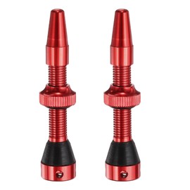 sourcing map 2pcs Tubeless Valve Stems 40mm Aluminum Alloy Tubeless Valve Super Light No Leak Durable with 4 Hole and Caps Fit Most Bicycle Tubeless Rims, Red
