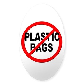 CafePress Anti/No Plastic Bags Oval Car Bumper Sticker