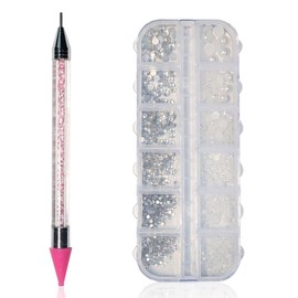 BUNNIEBEAUTY BUNNIEBEAUTY 2700 pcs Nail Pearls and Nail Crystals Rhinestones Diamonds Kit with Premium Wax Pencil for rhinestones, for Nail Decorations and nail art, Nail charms and gems, Gifts for Women