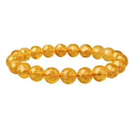 Citrine Bracelet for Women - Chakra Mens Bracelet Protection Crystals and Healing Stones - Blessing Bracelet Spiritual Meditation Gift Christmas Stocking Stuffers (Faceted Beaded Bracelet)
