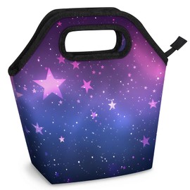 Purple Lunch Bag Lunch Tote Bag Insulated Lunch Box Waterproof Reusable Lunch Bag for Work Outdoor Picnic Trips Men's and Women's Gifts Starry Sky