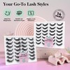 False Eyelashes 14 Pairs Eye Lash Pack Natural Look,3D Fluffy