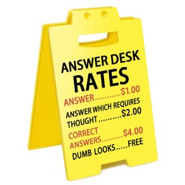 Smilelife Funny Office Cubicle Decor Answer Desk Rates Desk Sign Team Office Gag Gifts for Coworker Teammate Employee Boss Manager Supervisor