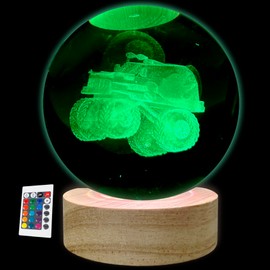 Rone168 Truck Night Lamp for Bedroom Décor Boys, 3D Crystalball Toy Truck Gifts for Truck Lovers, 16 Colors by Remote Control.