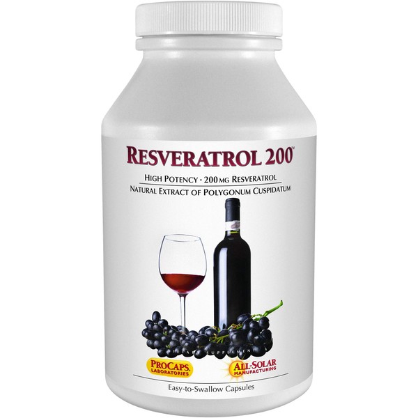 ANDREW LESSMAN Resveratrol-200 - 180 Capsules – Red Wine's Beneficial, Naturally Occurring Anti-oxidant, Without Alcohol. Additives Free