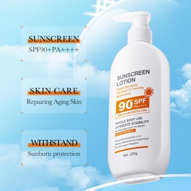 Sonnenschutzlotion, Sonnenschutz-Milch, Täglicher Wasserfester Sonnenschutz Lsf 90, Hydration Protective Sun Lotion, Sonnencreme Schützen Sie Die Haut Effektiv Vor Uv-Strahlen, 220g