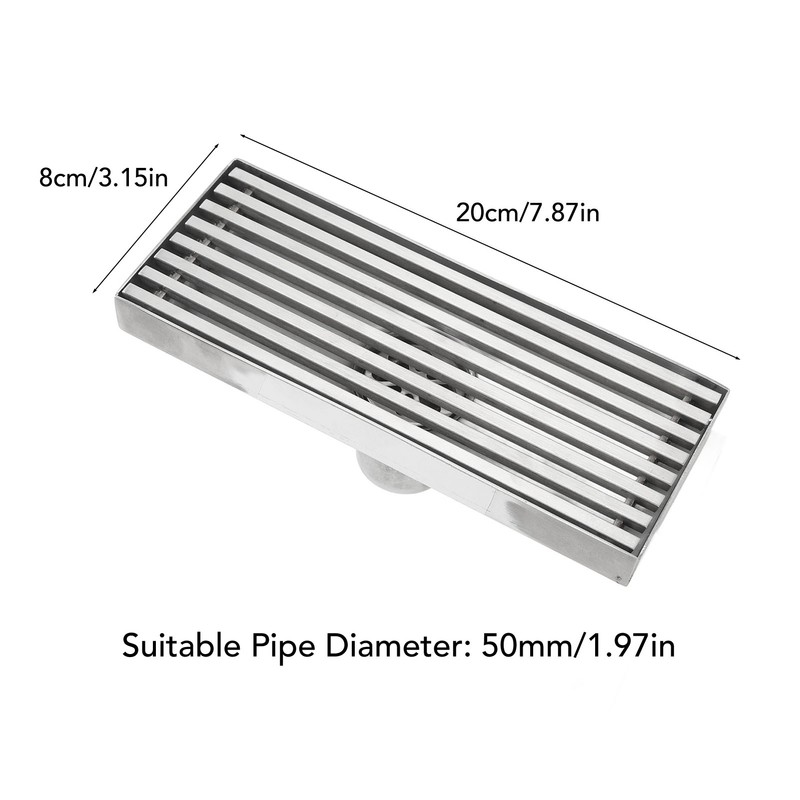 Linear Shower Drain Stainless Steel Odor Resistant Rectangular Floor Drain