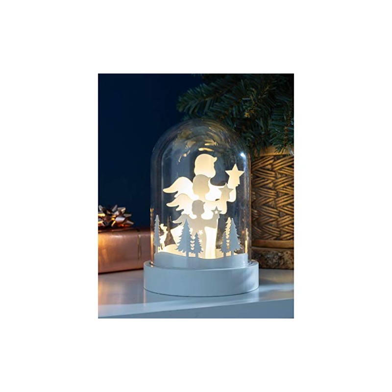 WeRChristmas Pre-Lit Christmas Dome Angel Decoration, Multi-Colour, 18cm