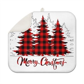 Christmas tree Dish Drying Mat, Highly Absorbent Microfiber Kitchen Counter Mat, Dish Drying Pad for Dishes, Utensils, Pots and Pans, Large 16" x 18"