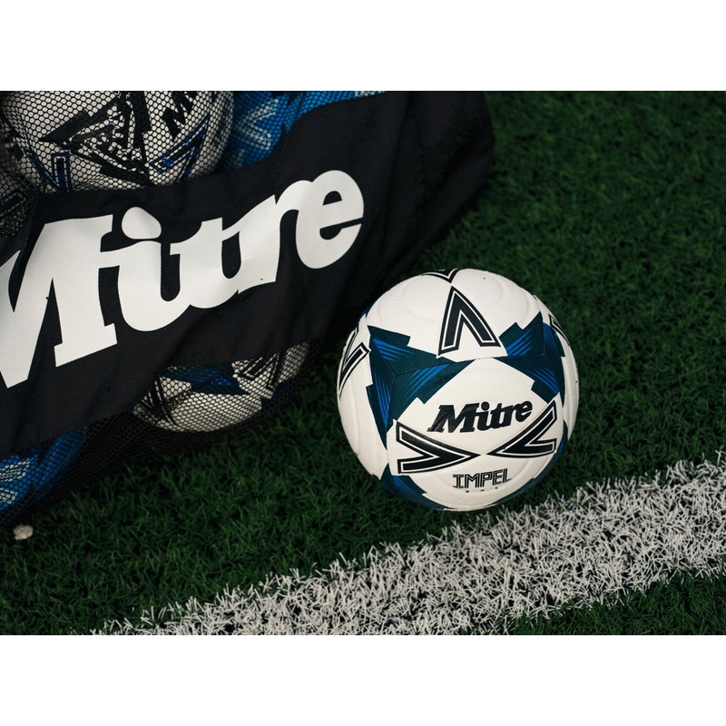 Mitre Adult Impel One 24 Football, White/Black/Tidal Teal, 4