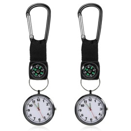 Pack of 2 Pocket Watch with Carabiner Watch Compass Nurse Watch Carabiner Outdoor Watch Carabiner Watch Outdoor Women's Outdoor Backpack Practical Pocket Watches for Men for Nurses Cyclists Climbers