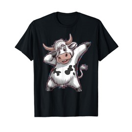 Funny Cartoon Dabbing Highland Cow For Boys Girls Kids T-Shirt