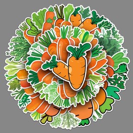50 Pcs Carrot Stickers Waterproof Cute Funny Vegetables Stickers for Skateboard Laptop Water Bottle Scrapbook Computer Phone Bumper Car,Vinyl Red Carrot Sticker for Kids Girls Teens