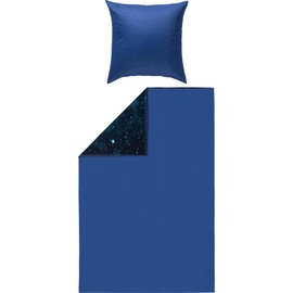 Erwin Müller Reversible Bed Linen Mako Satin Ocean Blue Size 135 x 200 cm (80 x 80 cm)