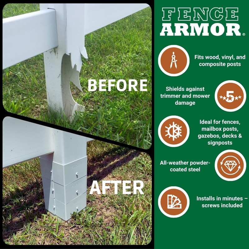 Fence Armor Galvanized Steel Post Guard | 1 Pair 3.5”