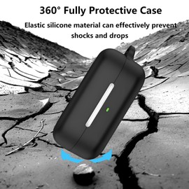 Case Cover Compatible with Sony WF-C510 Earbuds, Soft Silicone Sony WF-C510 Protective Skin with Bling Keychain Accessories for Women Girl (Black)