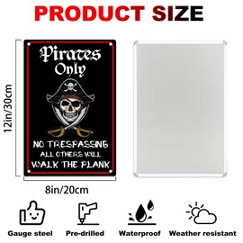 Halloween Decorations Outdoor Pirate Metal Signs 12"x8", Pirates Only NO TRESPASSING ALL OTHERS WILL WALK THE PLANK, Halloween Pirate Theme Party Patio, lawn and garden court yard signs Decor